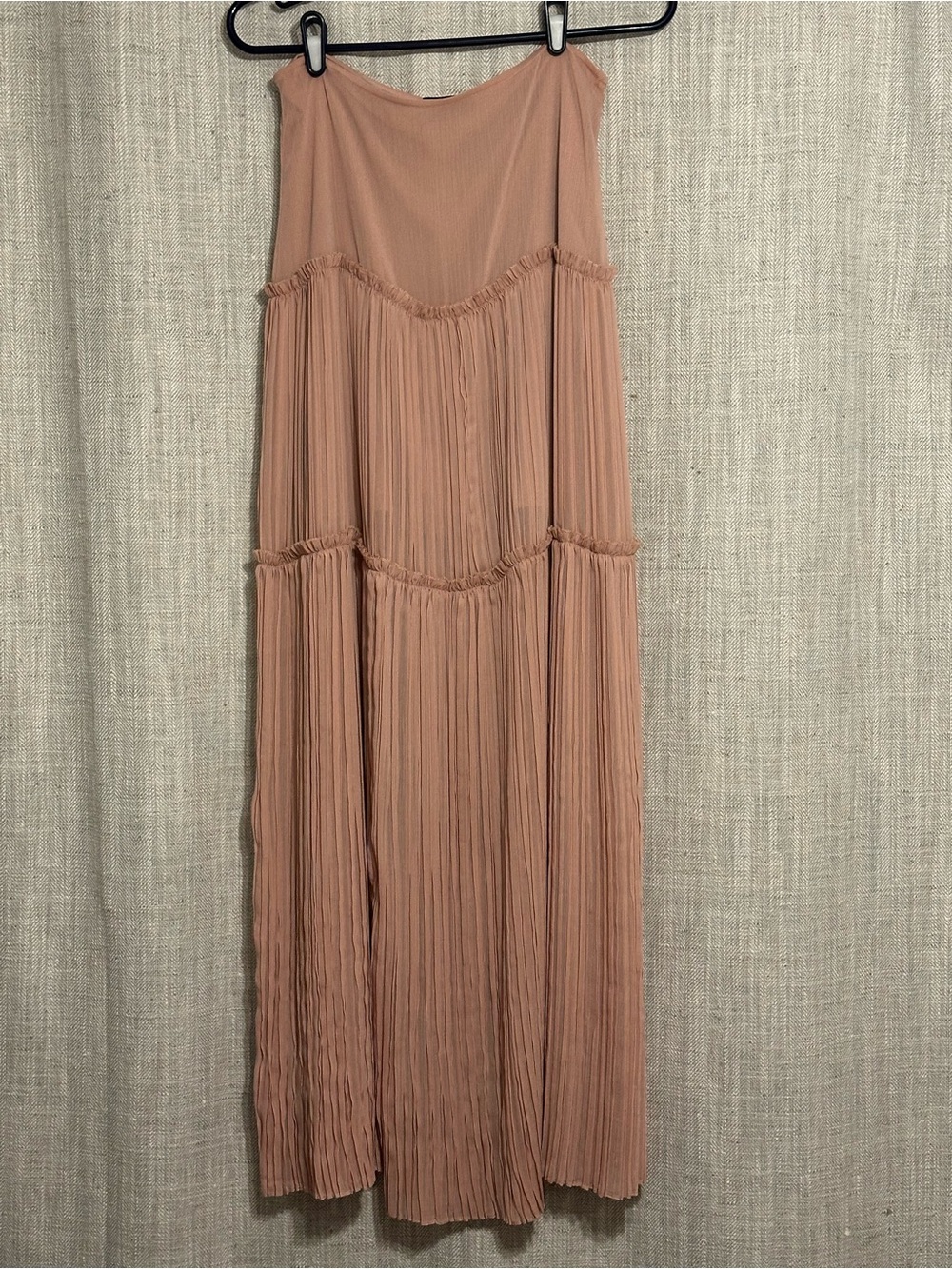 INTERMIX Pleated Tiered Maxi Skirt in Dusty Rose